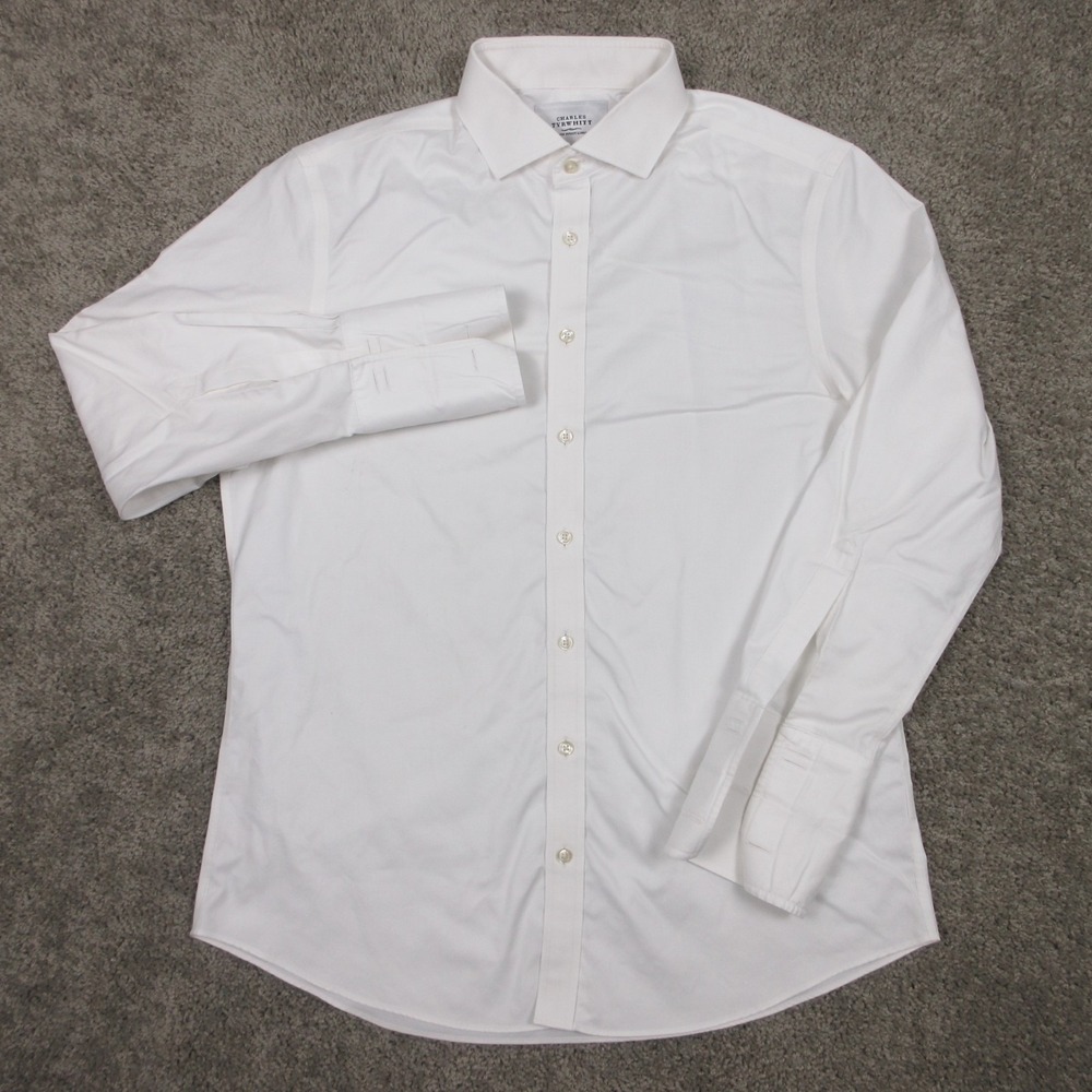 Charles Tyrwhitt Shirt Mens L 16.5 33 White Solid French Cuff Dress Button Up - Picture 2 of 12